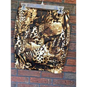 Leopard Print Stretch Skirt Size 2 Pencil Animal Print Fully Lined Roar Cache
